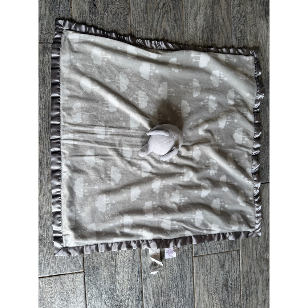 Parents Choice Lovey Elephant Clouds Plush Baby Security Blanket Satin Trim 24"